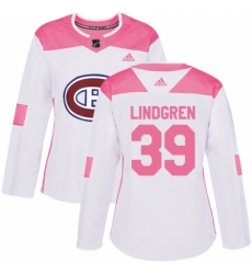 Women's Adidas Montreal Canadiens #39 Charlie Lindgren Authentic White/Pink Fashion NHL Jersey