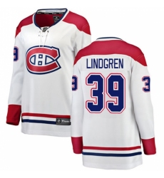 Women's Montreal Canadiens #39 Charlie Lindgren Authentic White Away Fanatics Branded Breakaway NHL Jersey