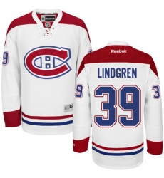 Women's Reebok Montreal Canadiens #39 Charlie Lindgren Authentic White Away NHL Jersey