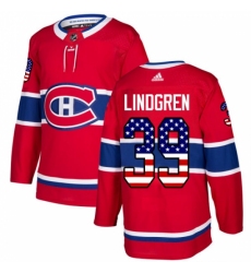 Youth Adidas Montreal Canadiens #39 Charlie Lindgren Authentic Red USA Flag Fashion NHL Jersey