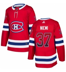 Men's Adidas Montreal Canadiens #37 Antti Niemi Authentic Red Drift Fashion NHL Jersey