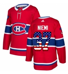 Men's Adidas Montreal Canadiens #37 Antti Niemi Authentic Red USA Flag Fashion NHL Jersey