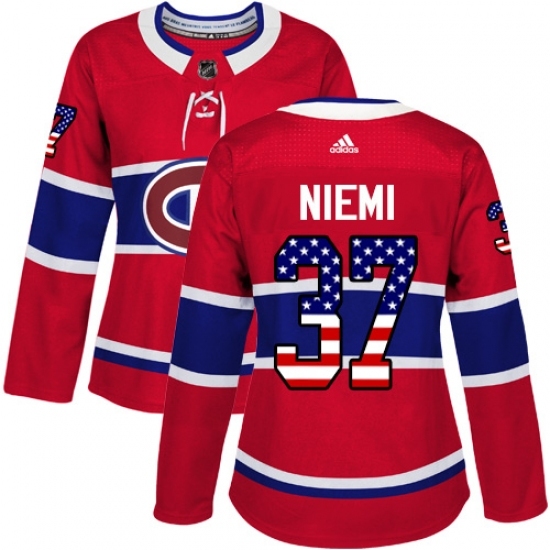 Women's Adidas Montreal Canadiens #37 Antti Niemi Authentic Red USA Flag Fashion NHL Jersey Women's Adidas Montreal Canadiens #37 Antti Niemi Authentic Red USA Flag Fashion NHL Jersey