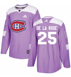 Men's Adidas Montreal Canadiens #25 Jacob de la Rose Authentic Purple Fights Cancer Practice NHL Jersey