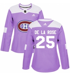Women's Adidas Montreal Canadiens #25 Jacob de la Rose Authentic Purple Fights Cancer Practice NHL Jersey