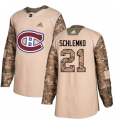 Men's Adidas Montreal Canadiens #21 David Schlemko Authentic Camo Veterans Day Practice NHL Jersey