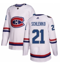 Men's Adidas Montreal Canadiens #21 David Schlemko Authentic White 2017 100 Classic NHL Jersey