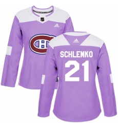Women's Adidas Montreal Canadiens #21 David Schlemko Authentic Purple Fights Cancer Practice NHL Jersey