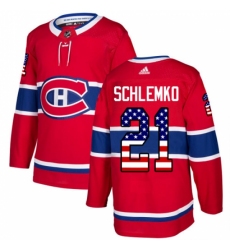 Youth Adidas Montreal Canadiens #21 David Schlemko Authentic Red USA Flag Fashion NHL Jersey