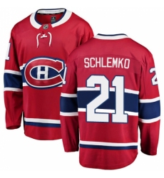 Youth Montreal Canadiens #21 David Schlemko Authentic Red Home Fanatics Branded Breakaway NHL Jersey