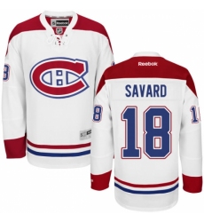 Men's Reebok Montreal Canadiens #18 Serge Savard Authentic White Away NHL Jersey