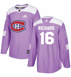 Men's Adidas Montreal Canadiens #16 Henri Richard Authentic Purple Fights Cancer Practice NHL Jersey
