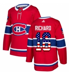 Men's Adidas Montreal Canadiens #16 Henri Richard Authentic Red USA Flag Fashion NHL Jersey