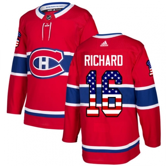 Men's Adidas Montreal Canadiens #16 Henri Richard Authentic Red USA Flag Fashion NHL Jersey Men's Adidas Montreal Canadiens #16 Henri Richard Authentic Red USA Flag Fashion NHL Jersey