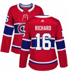 Women's Adidas Montreal Canadiens #16 Henri Richard Authentic Red Home NHL Jersey