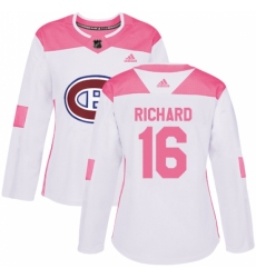 Women's Adidas Montreal Canadiens #16 Henri Richard Authentic White/Pink Fashion NHL Jersey
