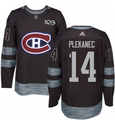 Men's Adidas Montreal Canadiens #14 Tomas Plekanec Authentic Black 1917-2017 100th Anniversary NHL Jersey