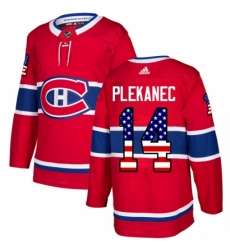 Men's Adidas Montreal Canadiens #14 Tomas Plekanec Authentic Red USA Flag Fashion NHL Jersey