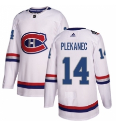 Men's Adidas Montreal Canadiens #14 Tomas Plekanec Authentic White 2017 100 Classic NHL Jersey