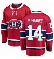 Men's Montreal Canadiens #14 Tomas Plekanec Authentic Red Home Fanatics Branded Breakaway NHL Jersey