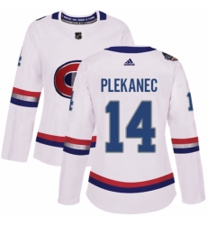 Women's Adidas Montreal Canadiens #14 Tomas Plekanec Authentic White 2017 100 Classic NHL Jersey