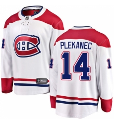 Youth Montreal Canadiens #14 Tomas Plekanec Authentic White Away Fanatics Branded Breakaway NHL Jersey
