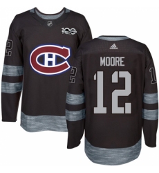 Men's Adidas Montreal Canadiens #12 Dickie Moore Authentic Black 1917-2017 100th Anniversary NHL Jersey