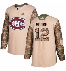 Men's Adidas Montreal Canadiens #12 Dickie Moore Authentic Camo Veterans Day Practice NHL Jersey