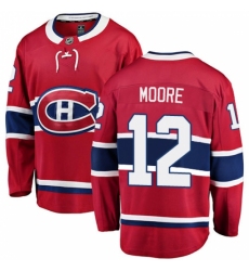 Men's Montreal Canadiens #12 Dickie Moore Authentic Red Home Fanatics Branded Breakaway NHL Jersey