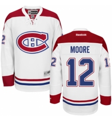 Men's Reebok Montreal Canadiens #12 Dickie Moore Authentic White Away NHL Jersey