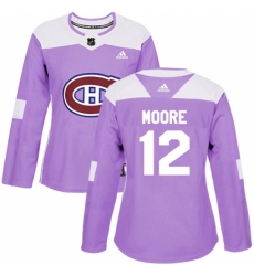 Women's Adidas Montreal Canadiens #12 Dickie Moore Authentic Purple Fights Cancer Practice NHL Jersey