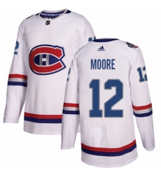 Youth Adidas Montreal Canadiens #12 Dickie Moore Authentic White 2017 100 Classic NHL Jersey