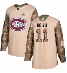 Men's Adidas Montreal Canadiens #11 Saku Koivu Authentic Camo Veterans Day Practice NHL Jersey