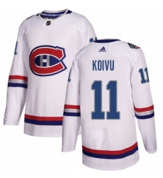 Men's Adidas Montreal Canadiens #11 Saku Koivu Authentic White 2017 100 Classic NHL Jersey
