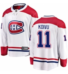 Men's Montreal Canadiens #11 Saku Koivu Authentic White Away Fanatics Branded Breakaway NHL Jersey