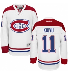 Men's Reebok Montreal Canadiens #11 Saku Koivu Authentic White Away NHL Jersey