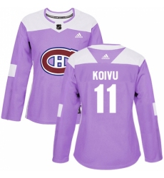 Women's Adidas Montreal Canadiens #11 Saku Koivu Authentic Purple Fights Cancer Practice NHL Jersey