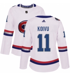 Women's Adidas Montreal Canadiens #11 Saku Koivu Authentic White 2017 100 Classic NHL Jersey