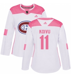 Women's Adidas Montreal Canadiens #11 Saku Koivu Authentic White/Pink Fashion NHL Jersey