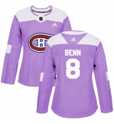Women's Adidas Montreal Canadiens #8 Jordie Benn Authentic Purple Fights Cancer Practice NHL Jersey
