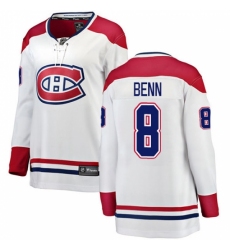 Women's Montreal Canadiens #8 Jordie Benn Authentic White Away Fanatics Branded Breakaway NHL Jersey