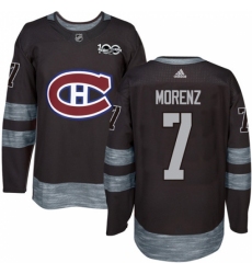 Men's Adidas Montreal Canadiens #7 Howie Morenz Authentic Black 1917-2017 100th Anniversary NHL Jersey