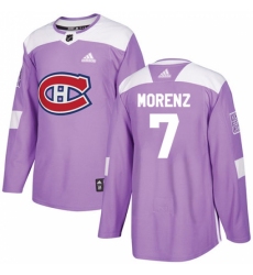 Men's Adidas Montreal Canadiens #7 Howie Morenz Authentic Purple Fights Cancer Practice NHL Jersey