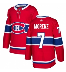 Men's Adidas Montreal Canadiens #7 Howie Morenz Authentic Red Home NHL Jersey
