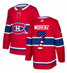 Men's Adidas Montreal Canadiens #7 Howie Morenz Authentic Red USA Flag Fashion NHL Jersey