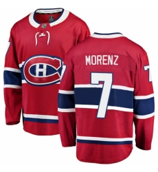 Men's Montreal Canadiens #7 Howie Morenz Authentic Red Home Fanatics Branded Breakaway NHL Jersey
