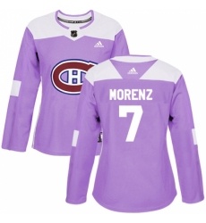 Women's Adidas Montreal Canadiens #7 Howie Morenz Authentic Purple Fights Cancer Practice NHL Jersey