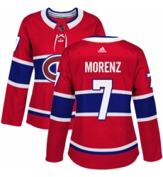 Women's Adidas Montreal Canadiens #7 Howie Morenz Authentic Red Home NHL Jersey