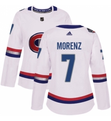 Women's Adidas Montreal Canadiens #7 Howie Morenz Authentic White 2017 100 Classic NHL Jersey