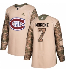 Youth Adidas Montreal Canadiens #7 Howie Morenz Authentic Camo Veterans Day Practice NHL Jersey